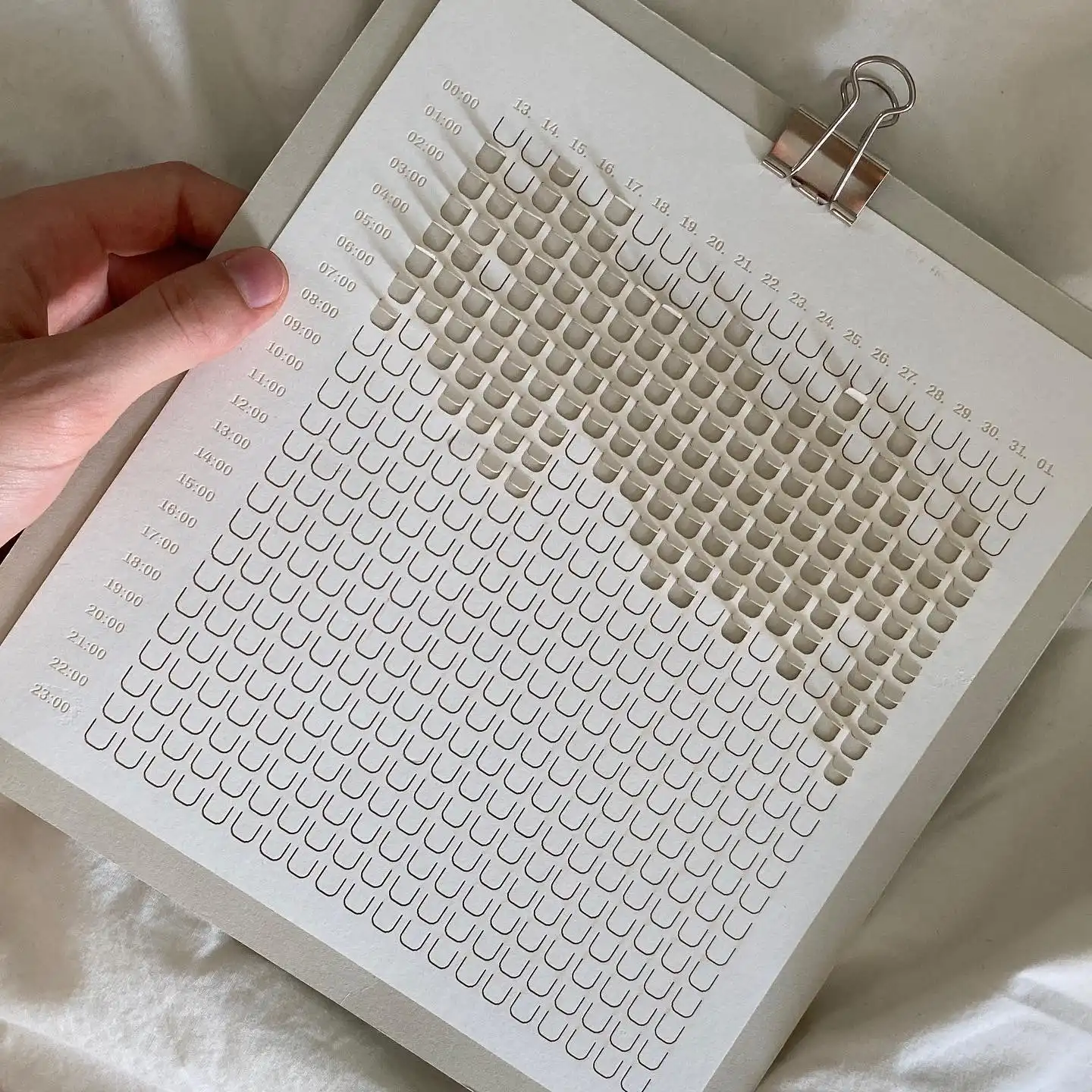 paper prototype of a sleep calendar